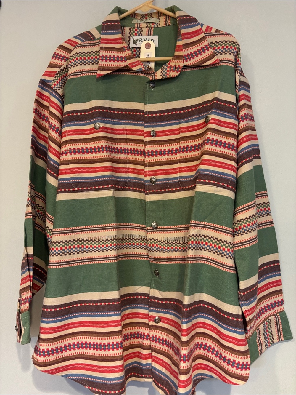 Orvis Green Multi-Stripe Casual Button-Down Shirt